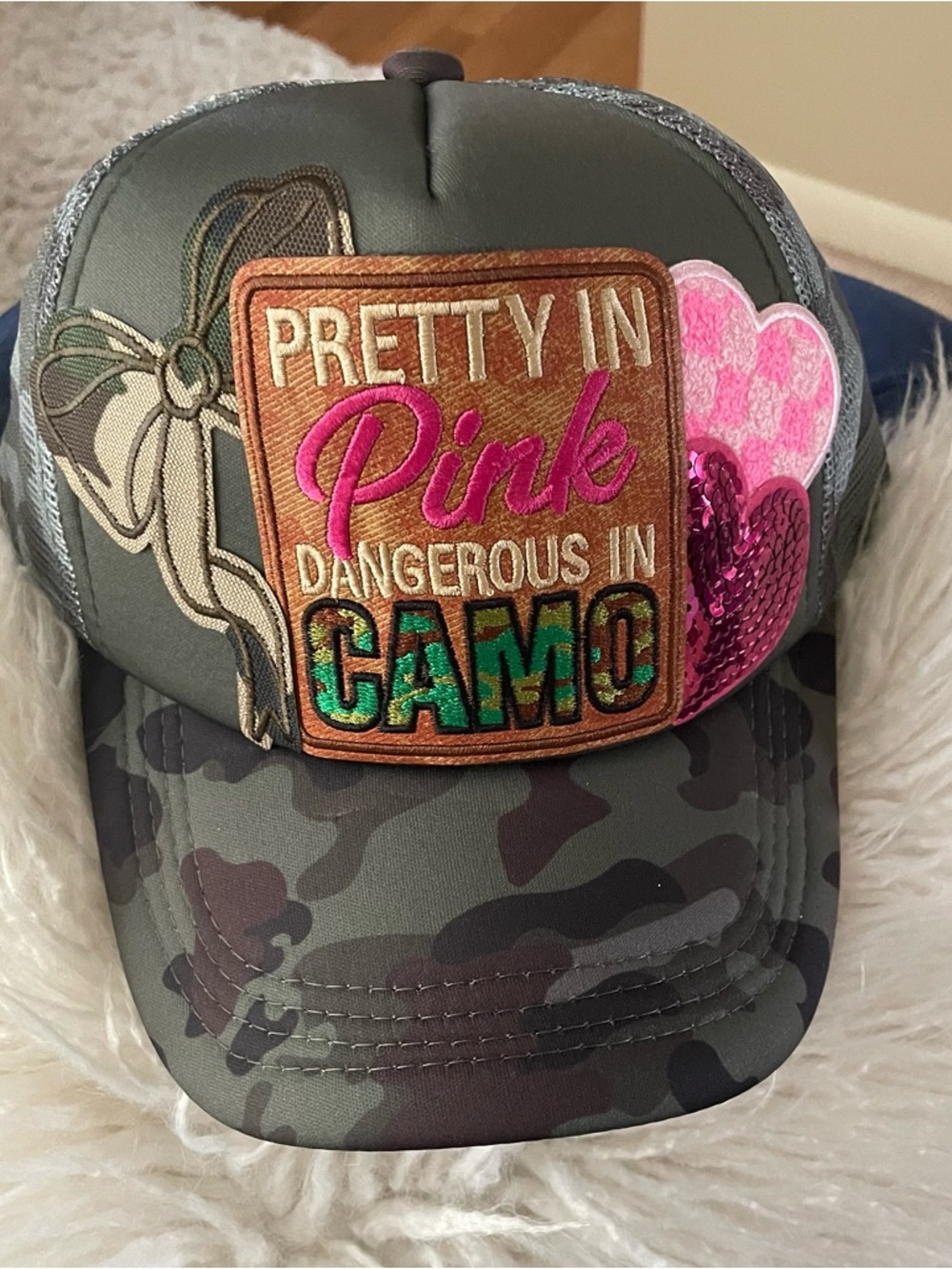 Pretty in Pink Camo Patch Trucker Hat